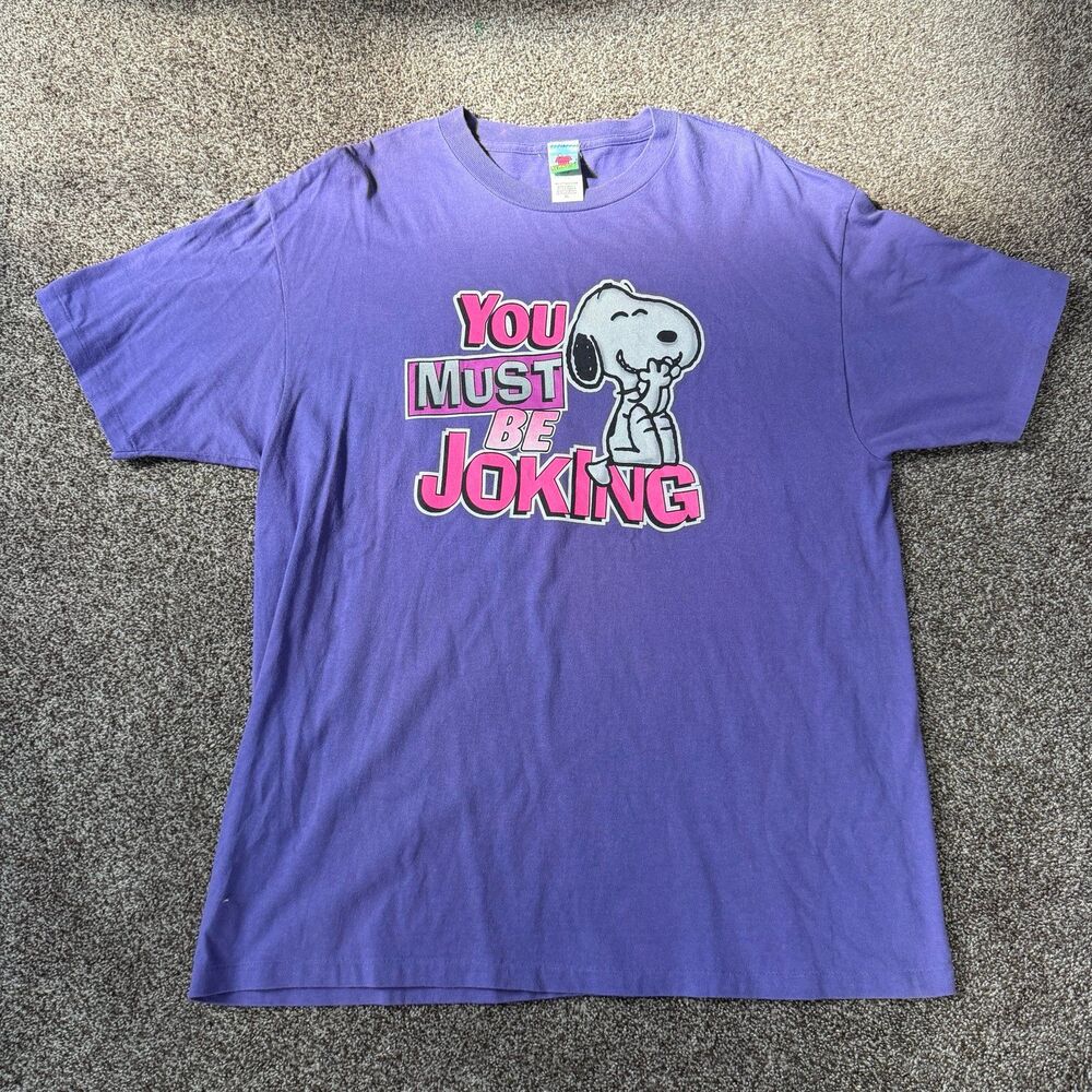 Vintage 90s Y2K Snoopy Peanuts You Must Be Joking Purple T-Shirt XL